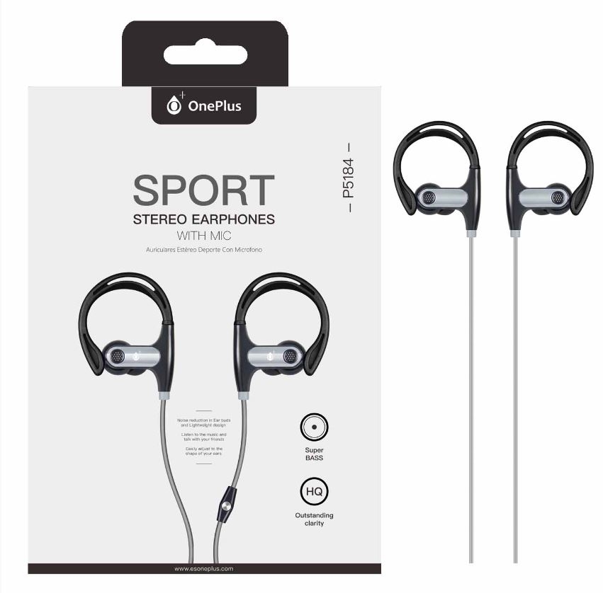OnePlus headset med ørebøjle med - mikrofon - Sort