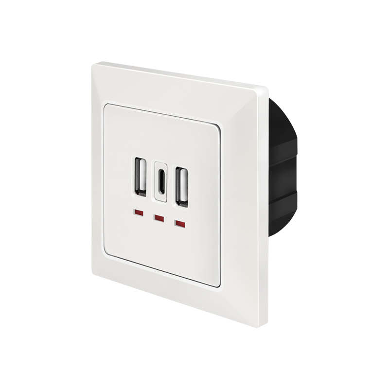Wall outlet, 2x USB-A, 1x USB-C
