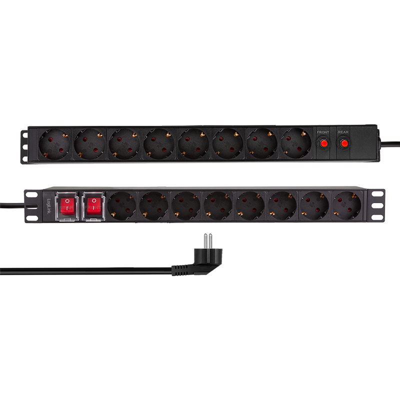 LogiLink 19" PDU 16-way German socket, with overload protection and switch