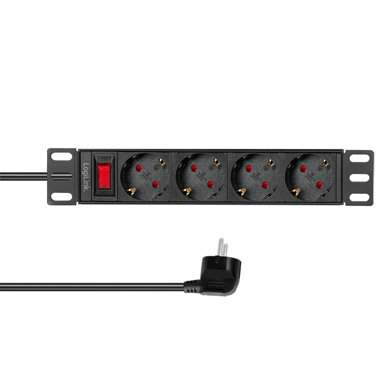 10" PDU 4-way German socket, with switch