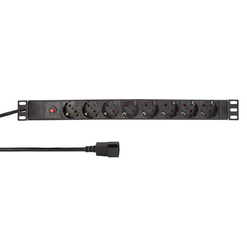 LogiLink 19" PDU 8-way German socket, with IEC plug and overload protection