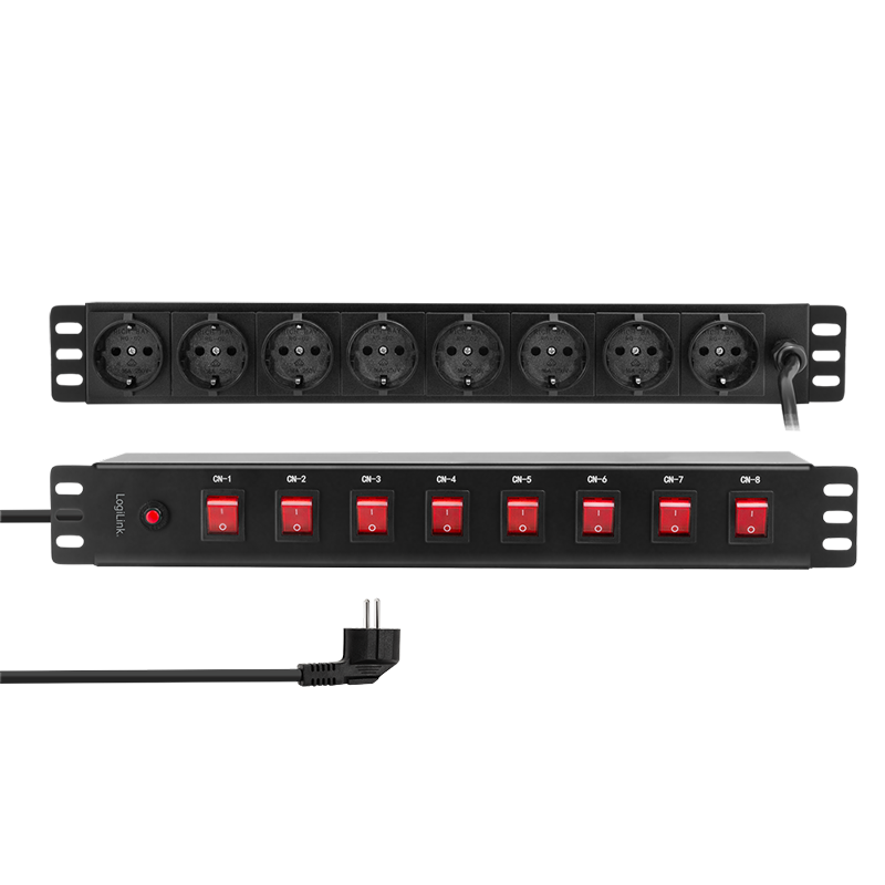 19" power strip 8-way, each socket individually switchable