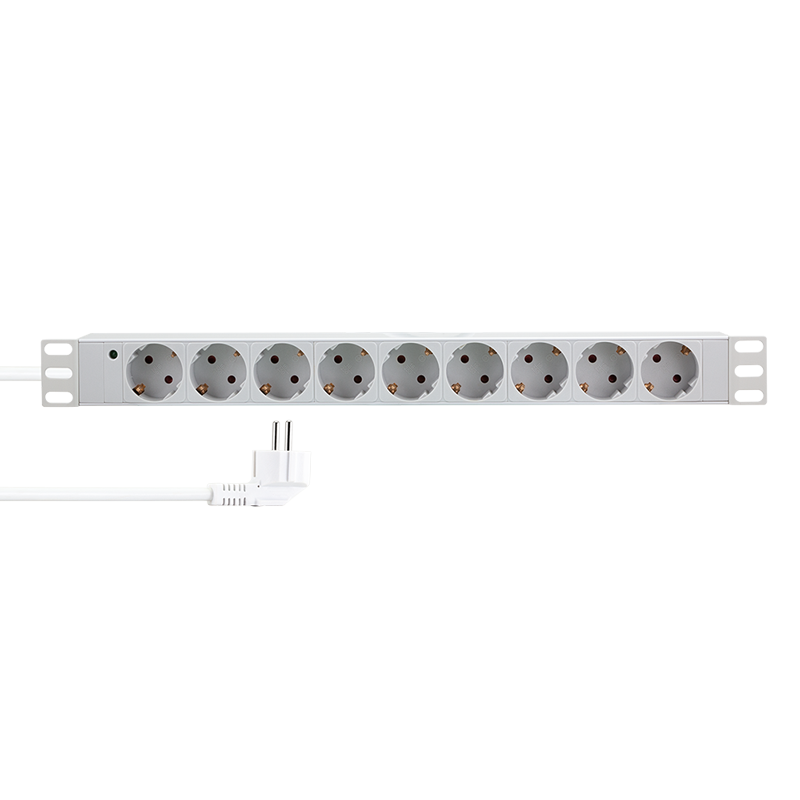 19" PDU 9-way German socket, light grey