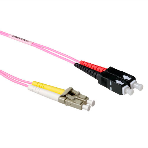 ACT 3 meter LSZH Multimode 50/125 OM4 fiber patch cable duplex with LC and SC connectors