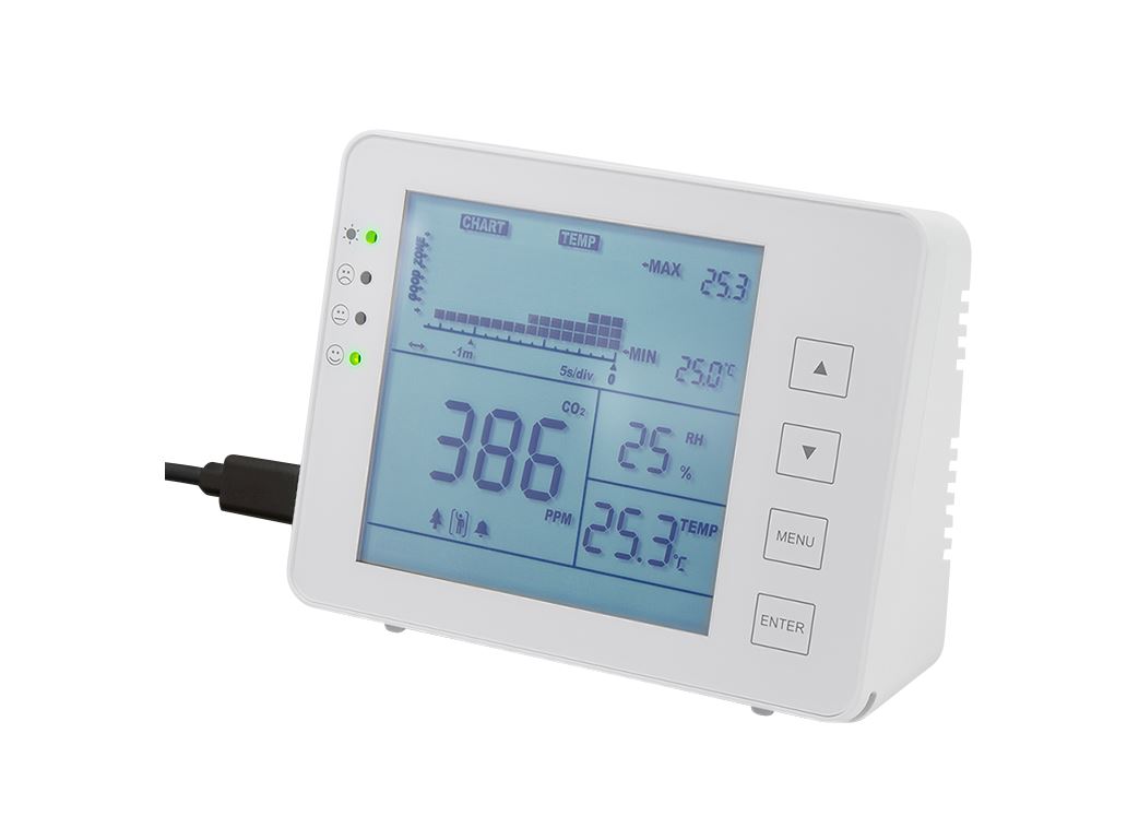 LogiLink CO2 meter with three-level indicator, temperature & humidity display