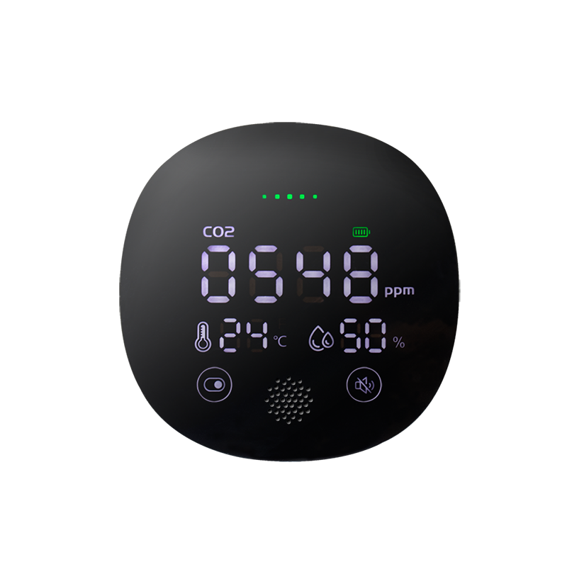 CO2 meter with temperature & humidity display, for on-the-go