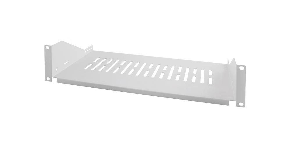 19" Cantilever shelf, front screw fixing d=250mm, light grey