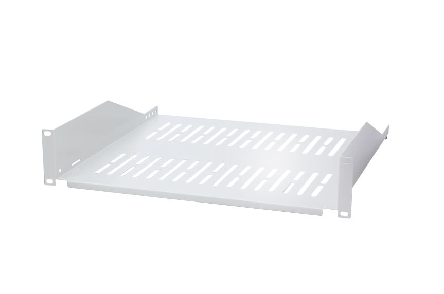 19" Cantilever shelf, front screw fixing d=400 mm, Light