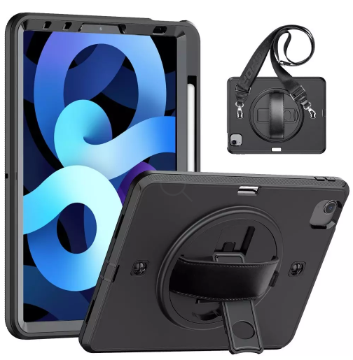 iPad Air (2022 / 2020) / Pro 11" (2022/2021/2020) Håndværker Cover m. Håndholder & Strop - Sort
