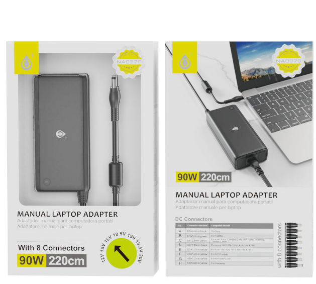 MTK 90W Universal Oplader til notebook - 8 tips inkluderet