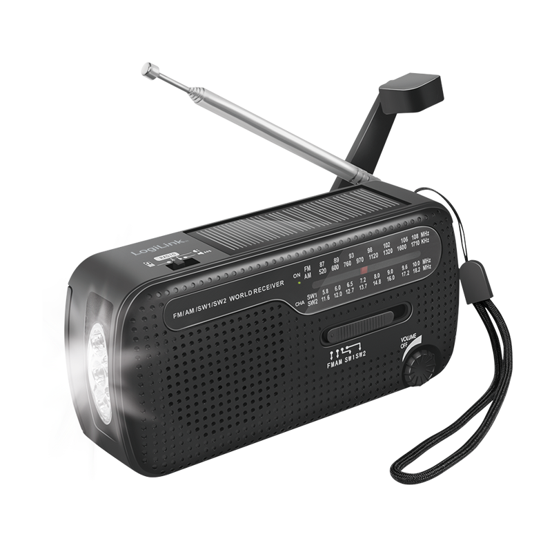 Dynamo hand crank radio with Solar panel and flashlight