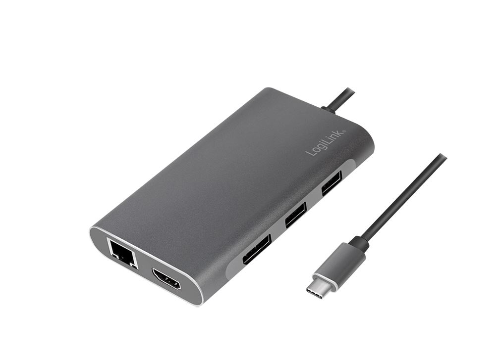 LOGILINK USB 3.2 docking station USB-C 8-Port - Silver — produktfoto