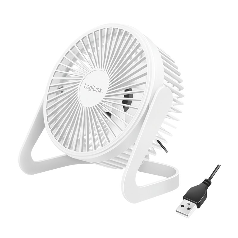 USB desk fan, 15.24 cm, 40 dB, white