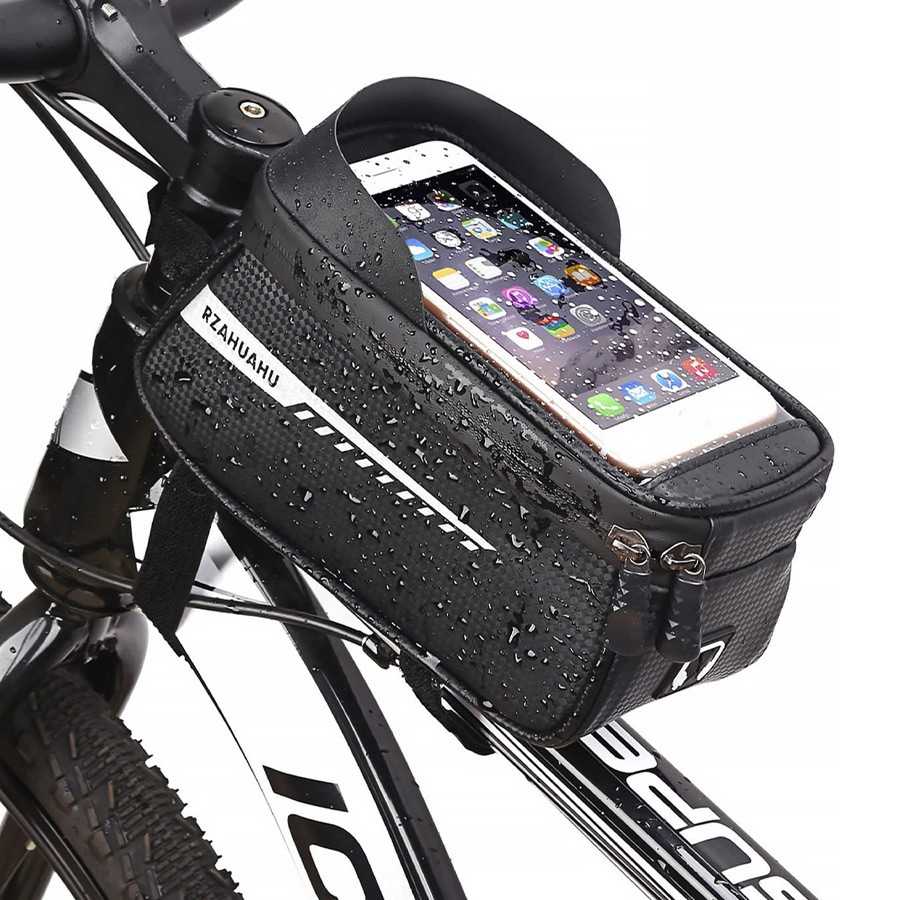 Vandtæt cykeltaske med holder til Smartphone. 1 liter opbevaringsrum.