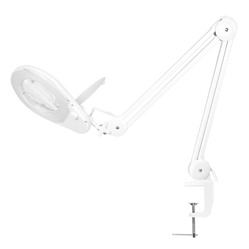 Magnifying glass lamp with clamp mount, 5 diopter